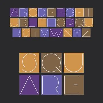 Modern Flat Line-Art Style Colorful Bold Font Set Design - Collection of Le.. Stock Illustration