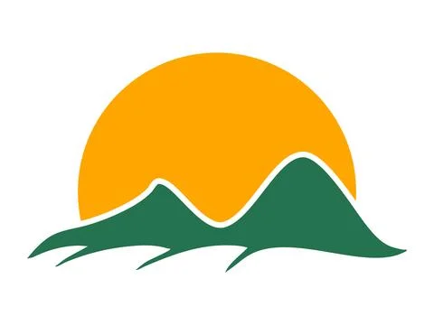 Modern Flat Mountain Badge Icon Vector Design Stock Illustration