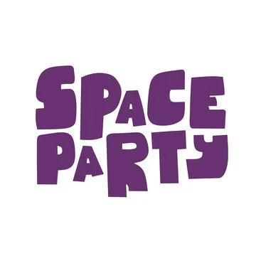 Modern flat poster, purple space party on light background for celebration Stock Illustration