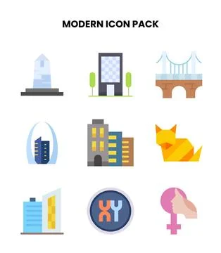 Modern Flat Scalable Icons Pack Stock Illustration