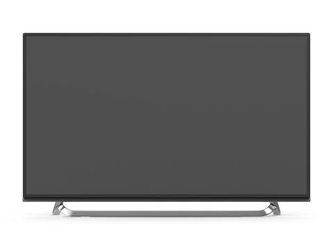 Modern flat screen television displayed on white surface Stock Illustration