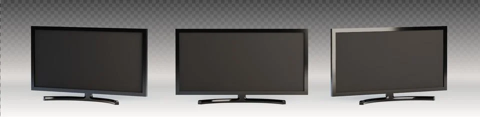 Modern flat screen TV, black frame and display Stock Illustration