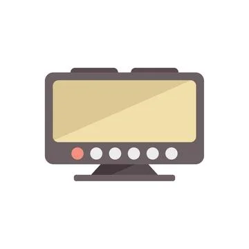 Modern flat screen tv showing empty screen with buttons Illustrazione stock
