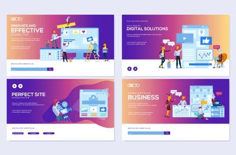 Modern flat set of effective website designs. Template of web page design for Stock Illustration