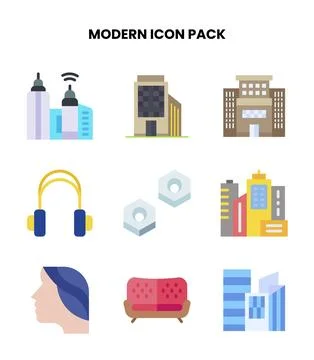 Modern Flat Set Icons Pack Stock Illustration