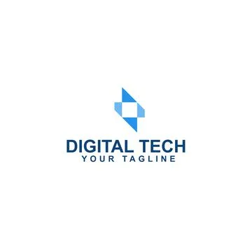 Modern flat simple design Digital Tech logo design Stock Illustration