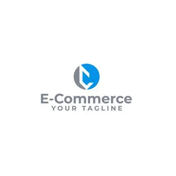 Modern flat simple design E COMMERCE logo design Illustrazione stock