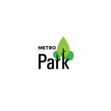 Modern flat simple design METRO PARK logo design Stock Illustration