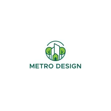 Modern flat simple design METRO DESIGN logo design Stock Illustration
