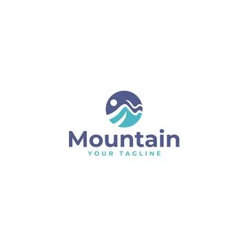 Modern flat simple design MOUNTAIN logo design Stock Illustration