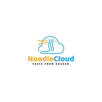 Modern flat simple design NOODLE CLOUD logo design Stock Illustration