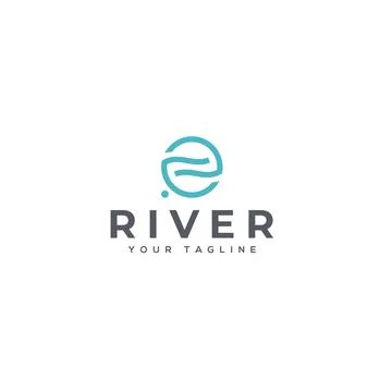 Modern flat simple design River water logo design Stock Illustration