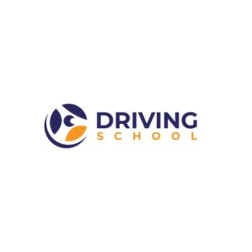 Modern flat simple DRIVING SCHOOL logo design Stock Illustration