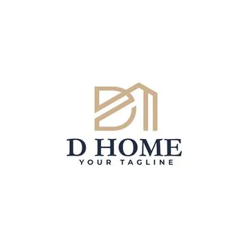 Modern flat simple initial D HOME logo design Stock Illustration