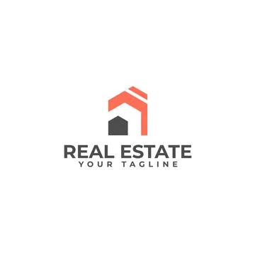 Modern flat simple REAL ESTATE home logo design Stock Illustration