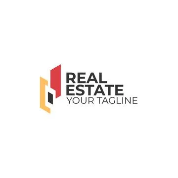 Modern flat simple REAL ESTATE home logo design Illustrazione stock