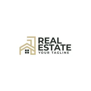 Modern flat simple Real Estate build logo design Illustrazione stock