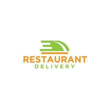 Modern flat simple RESTAURANT DELIVERY logo design Stock Illustration