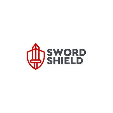 Modern flat simple SWORD SHIELD tank logo design Illustrazione stock