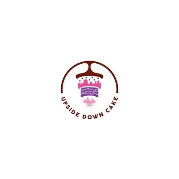 Modern flat simple UPSIDE DOWN CAKE logo design Stock Illustration