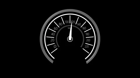 Modern Flat Speedometer Dial Animation, HUD Speed Gauge Animation in Minima.. Video stock 309888125