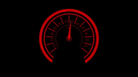 Modern Flat Speedometer Dial Animation, HUD Speed Gauge Animation in Minima.. Video stock 309888128