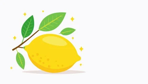 Modern flat style lemon with clean shapes and bright colors. Fresh whole le.. Stock Illustration
