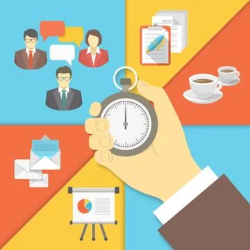 Modern flat time management concept Ilustração Stock