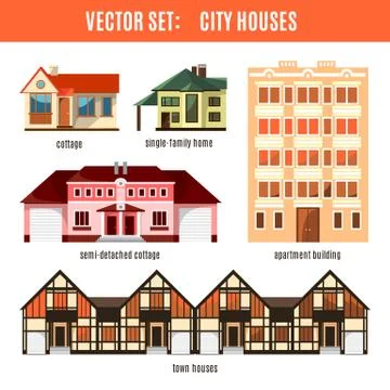 Modern flat vector buildings set Stock Illustration
