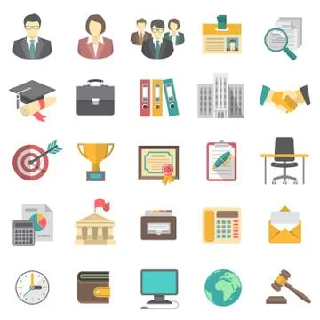 Modern flat vector business resume icons Stock Illustration