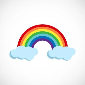 Modern flat vector icon of the rainbow and clouds. Stock Illustration