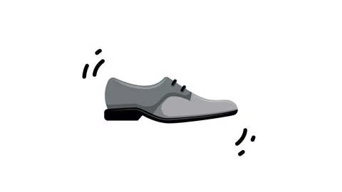 Modern Flat Vector Illustration of a Grey Formal Men's Dress Shoe Icon Stock Footage 345931169