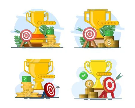 Modern flat vector illustration set featuring goals and achievements Stock Illustration