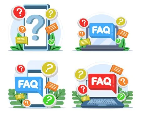 Modern flat vector illustration set built around FAQ content Stock Illustration