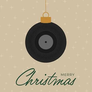 Modern Flat Vector Illustration of Vinyl Record Bauble Hanging for Retro Mu.. Stock Illustration