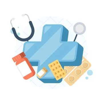 Modern flat vector of medical equipment and pharmacy supplies Stock Illustration