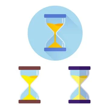 Modern flat vector three icons of hourglasses. Stock Illustration