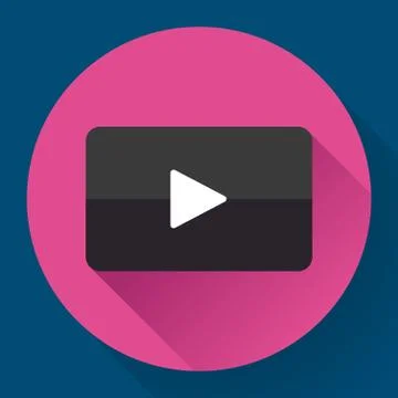 Modern flat video player icon on pink. Stock Illustration