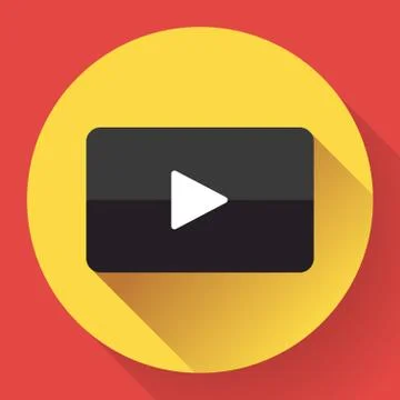 Modern flat video player icon on red. Stock Illustration