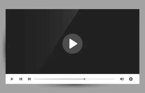 Modern flat video player interface with play button icon on device screen Illustrazione stock
