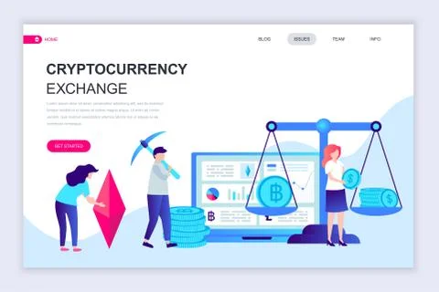 Modern flat web page design template of Cryptocurrency Exchange Stock Illustration