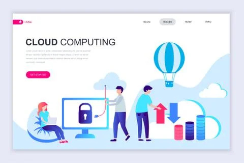 Modern flat web page design template of Cloud Technology Stock Illustration