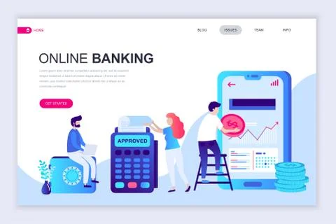 Modern flat web page design template of Online Banking Stock Illustration