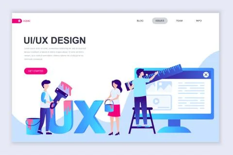 Modern flat web page design template of UX, UI Design Stockillustratie