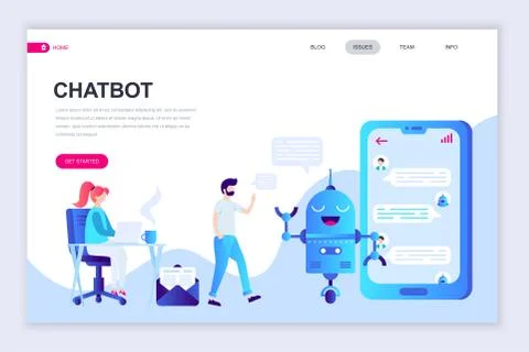 Modern flat web page design template of Chat Bot and Marketing Illustrazione stock