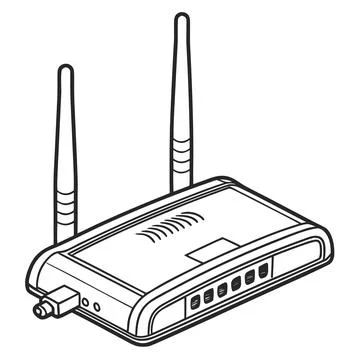 Modern Flat Wireless Router Icon with Dual Antennas for Network Connection Stock Illustration