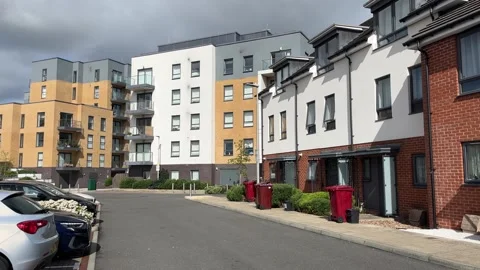 Modern flats in a modern housing development in the UK Video stock 333046706