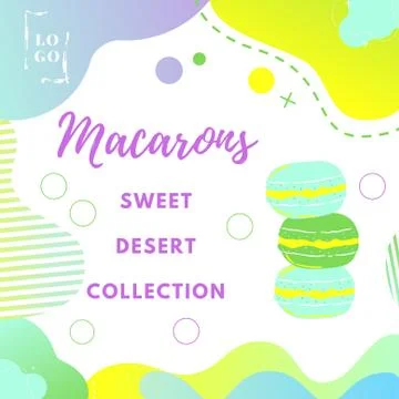 Modern flayer, poster with macarons. Abstract background. Stock Illustration