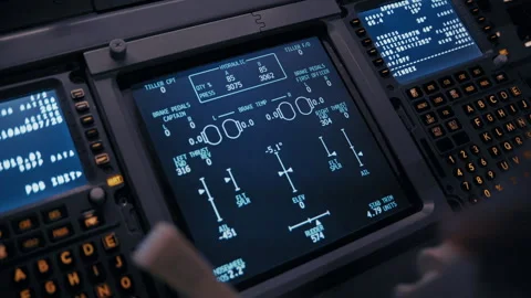 Modern Flight Deck Dashboard with Active Avionics Screens 스톡 동영상 326178732