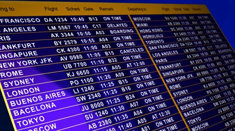 Modern flight information board Stock Footage 34297251